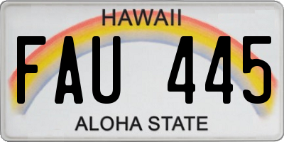 HI license plate FAU445