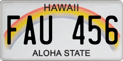 HI license plate FAU456