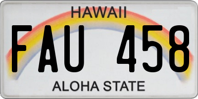 HI license plate FAU458