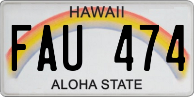 HI license plate FAU474