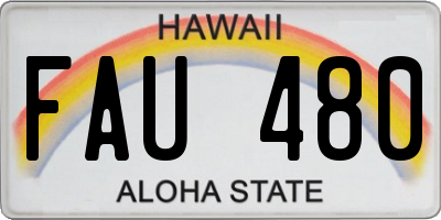 HI license plate FAU480