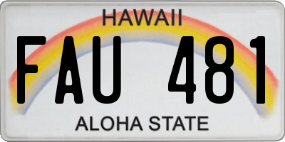 HI license plate FAU481