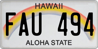 HI license plate FAU494