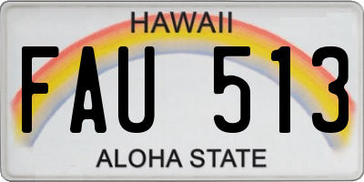HI license plate FAU513