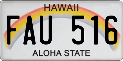 HI license plate FAU516