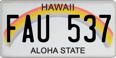 HI license plate FAU537
