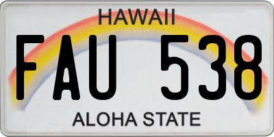HI license plate FAU538
