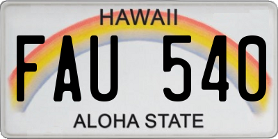 HI license plate FAU540