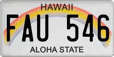 HI license plate FAU546