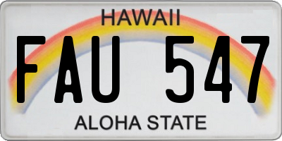 HI license plate FAU547