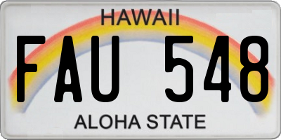 HI license plate FAU548