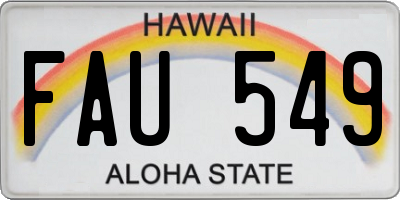 HI license plate FAU549