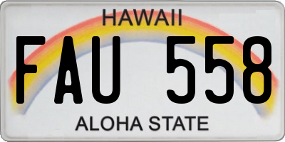 HI license plate FAU558