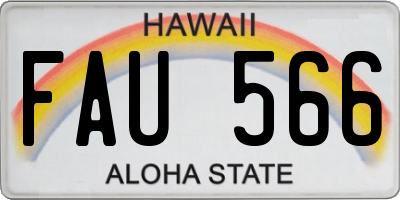 HI license plate FAU566