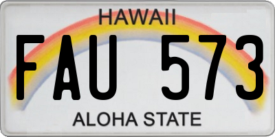 HI license plate FAU573