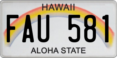 HI license plate FAU581
