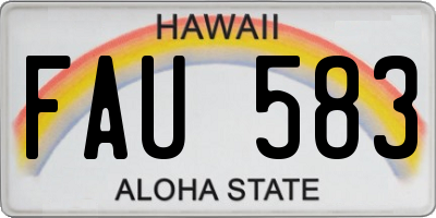 HI license plate FAU583