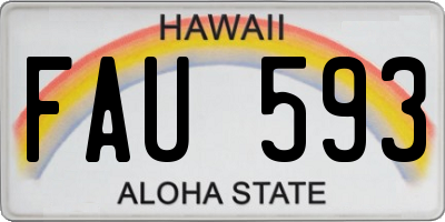 HI license plate FAU593