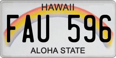 HI license plate FAU596
