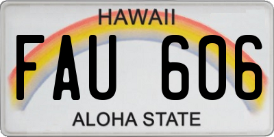 HI license plate FAU606