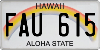 HI license plate FAU615