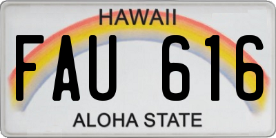 HI license plate FAU616
