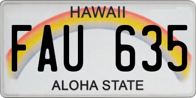 HI license plate FAU635
