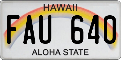 HI license plate FAU640
