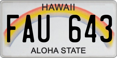 HI license plate FAU643