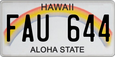 HI license plate FAU644