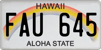 HI license plate FAU645