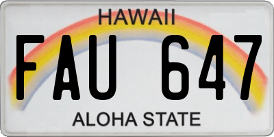 HI license plate FAU647