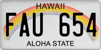 HI license plate FAU654