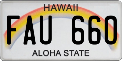 HI license plate FAU660