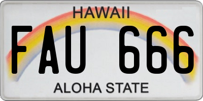HI license plate FAU666