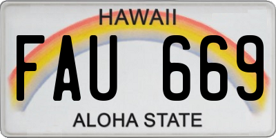 HI license plate FAU669