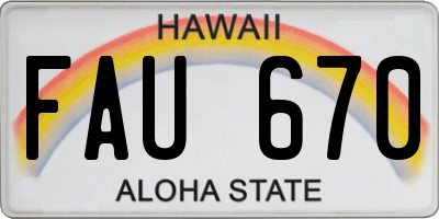 HI license plate FAU670