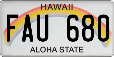 HI license plate FAU680