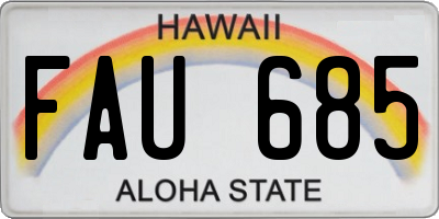 HI license plate FAU685