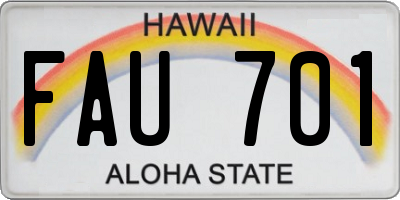 HI license plate FAU701