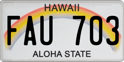 HI license plate FAU703