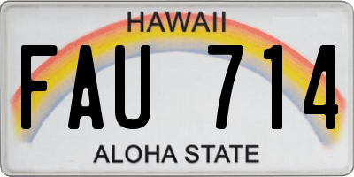 HI license plate FAU714