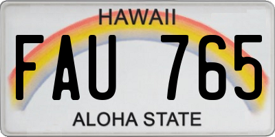 HI license plate FAU765