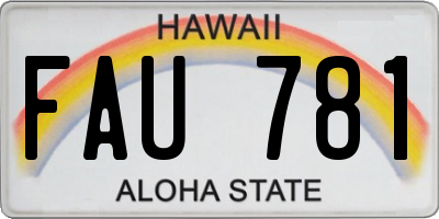 HI license plate FAU781