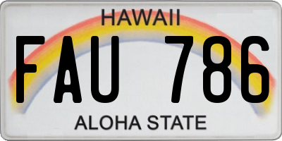 HI license plate FAU786