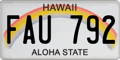 HI license plate FAU792