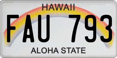 HI license plate FAU793