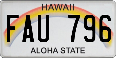 HI license plate FAU796