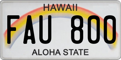 HI license plate FAU800