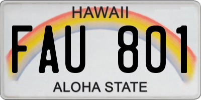 HI license plate FAU801